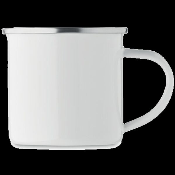12oz Coyote's White Enamel Flat Bottom Camping Mugs Thumbnail
